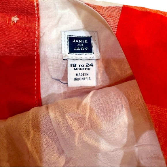 Janie and Jack Gingham Dress Lace Red White Baby Girl Size 18-24M - Picture 6 of 6